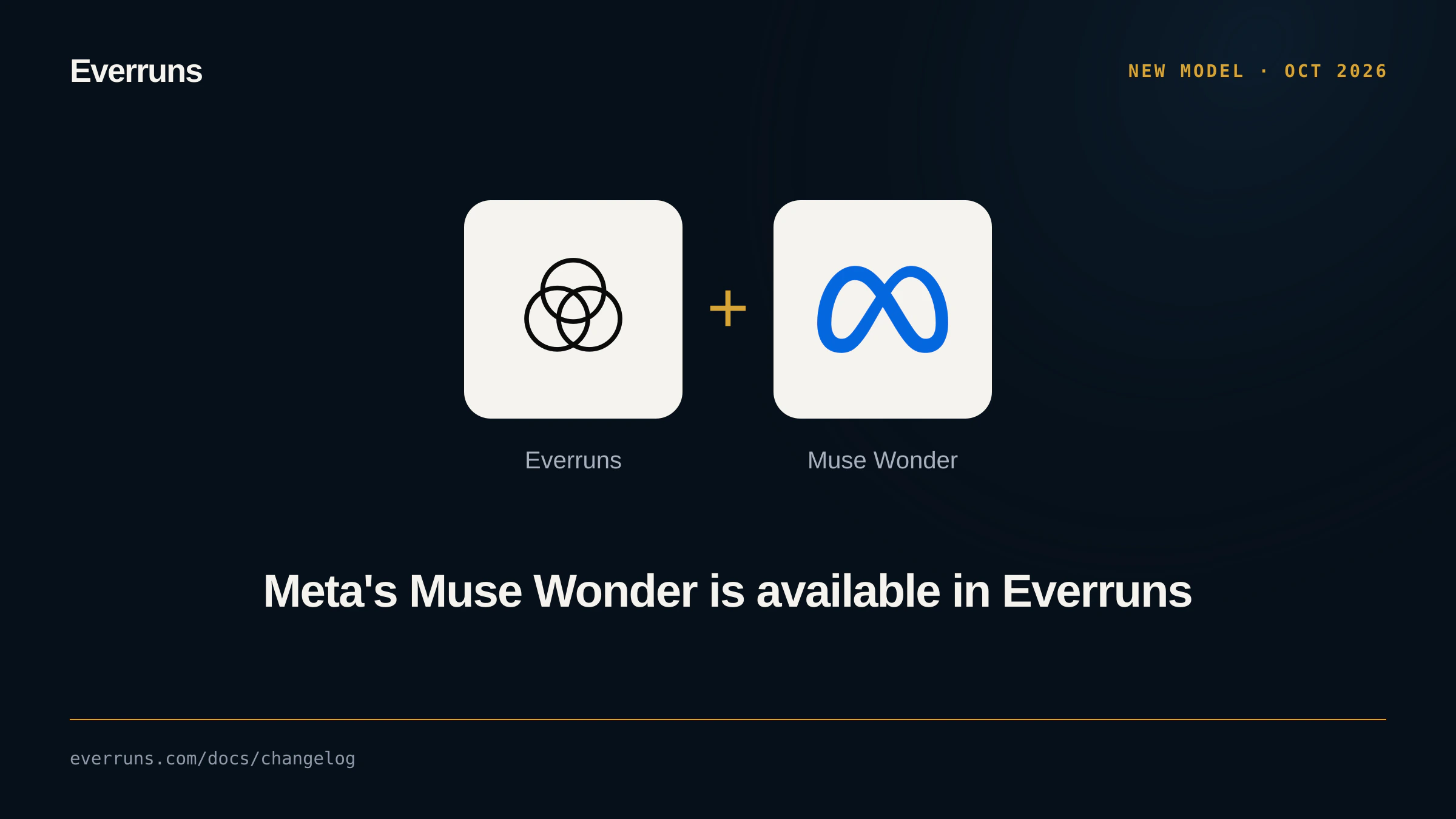 Everruns and Meta logos, announcing the Muse Wonder model