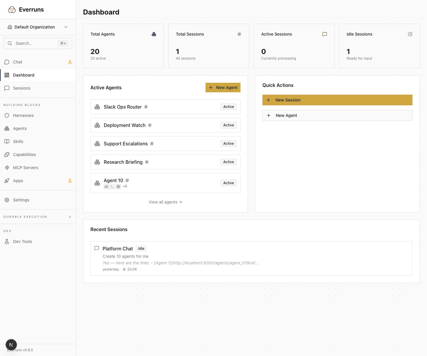 Everruns operator dashboard overview